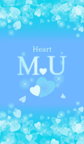 [LINE着せ替え] M＆Uイニシャル運気UP！幸せのハート青ブルーの画像1