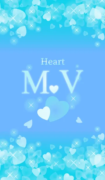 [LINE着せ替え] M＆Vイニシャル運気UP！幸せのハート青ブルーの画像1
