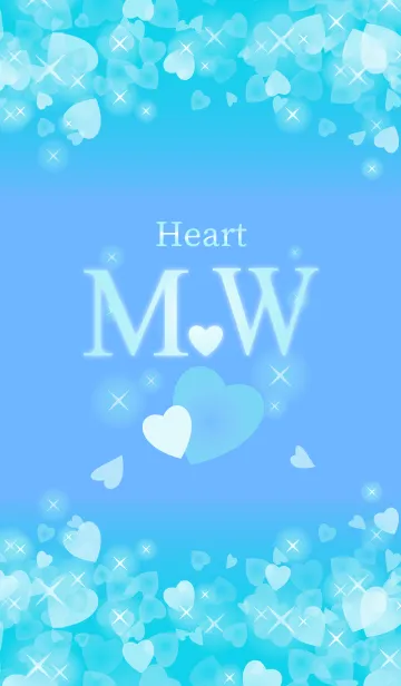 [LINE着せ替え] M＆Wイニシャル運気UP！幸せのハート青ブルーの画像1
