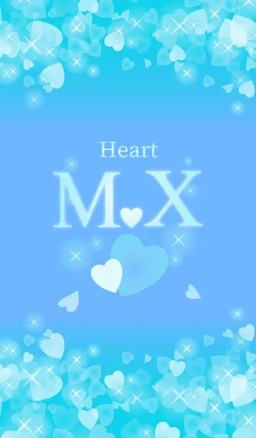 [LINE着せ替え] M＆Xイニシャル運気UP！幸せのハート青ブルーの画像1