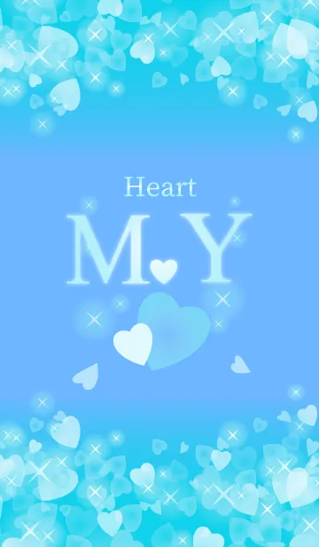 [LINE着せ替え] M＆Yイニシャル運気UP！幸せのハート青ブルーの画像1