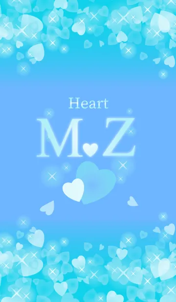 [LINE着せ替え] M＆Zイニシャル運気UP！幸せのハート青ブルーの画像1