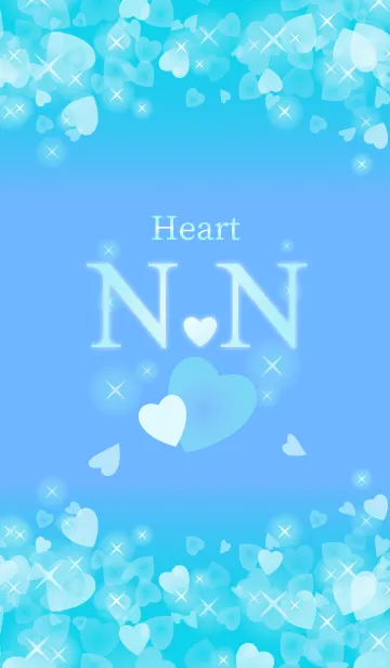 [LINE着せ替え] N＆Nイニシャル運気UP！幸せのハート青ブルーの画像1