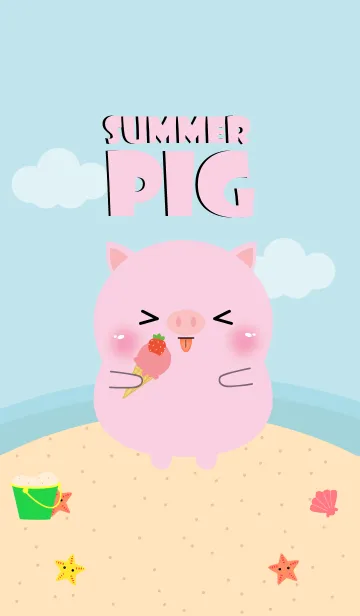 [LINE着せ替え] Summer Cute Pig Theme (jp)の画像1