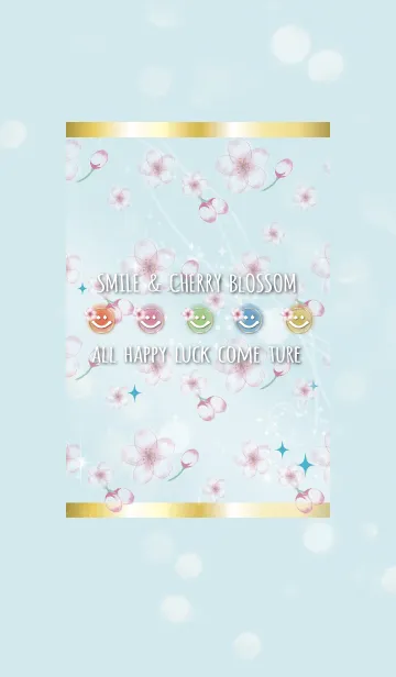 [LINE着せ替え] 青 ブルー / 運気UP 桜とスマイルの画像1