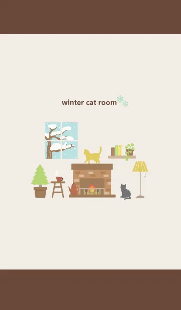 [LINE着せ替え] 猫のいる部屋（あったか冬色）の画像1
