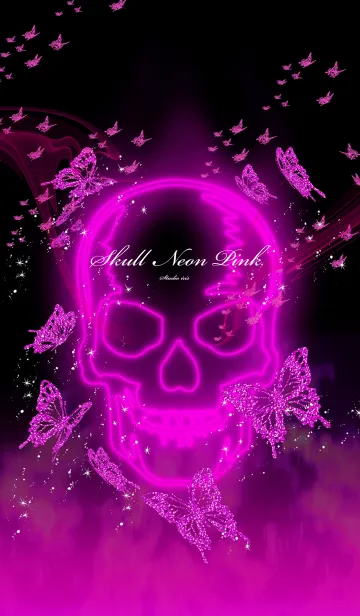[LINE着せ替え] Skull neon Pink 蝶の画像1