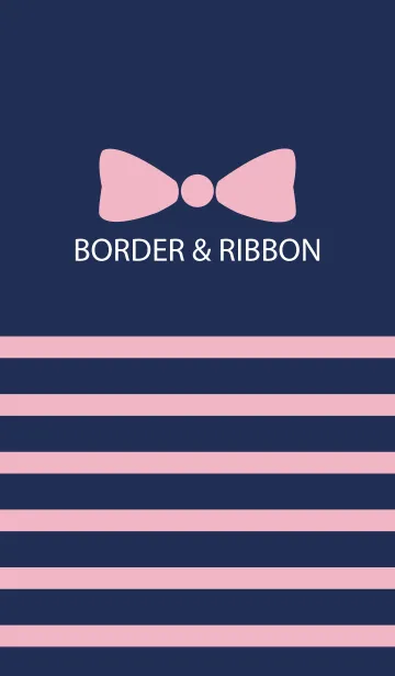 [LINE着せ替え] BORDER ＆ RIBBON -NAVY+PINK-の画像1