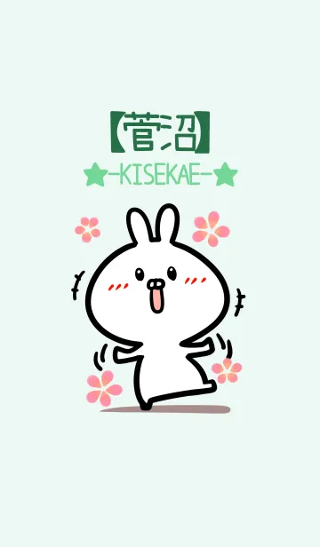 [LINE着せ替え] 【菅沼】のかわいいウサギ(グリーン)の画像1