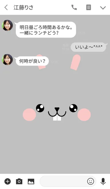 [LINE着せ替え] Simple Face Gray Rabbit Theme (jp)の画像3