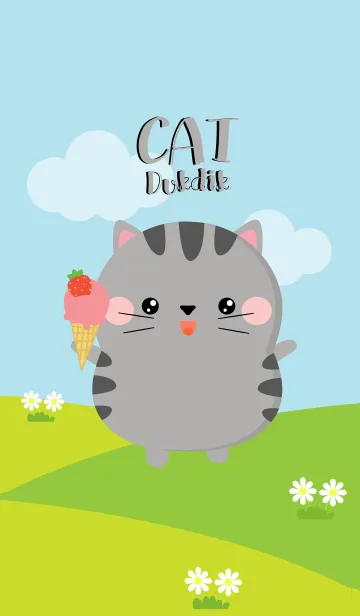 [LINE着せ替え] Poklok Gray Cat Dukdik Theme (jp)の画像1