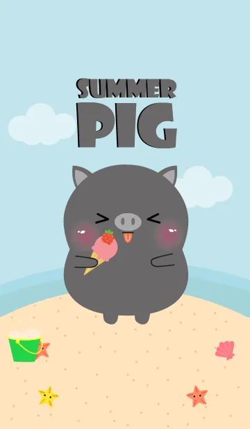 [LINE着せ替え] Summer Black Pig Dukdik Theme (jp)の画像1