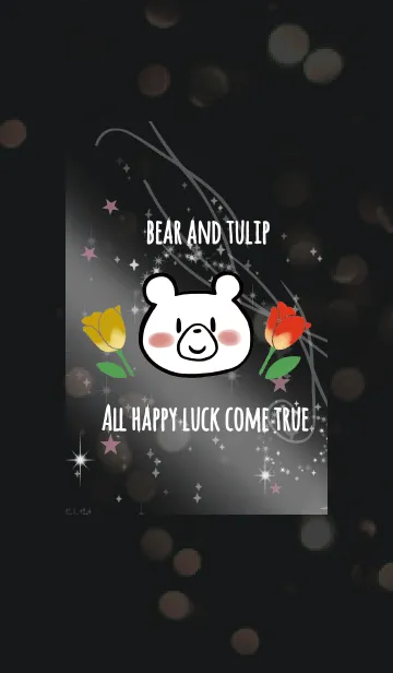 [LINE着せ替え] 黒＆ピンク / 運気UP チューリップとクマの画像1