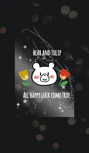 [LINE着せ替え] 黒＆白 / 運気UP チューリップとクマの画像1