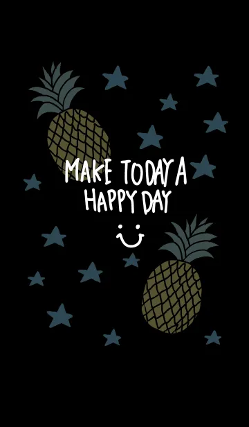 [LINE着せ替え] スマイル・パイナップル・星-黒8-の画像1