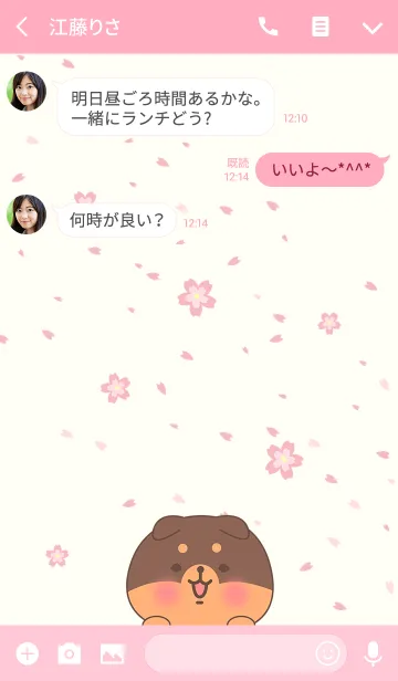 [LINE着せ替え] 赤ちゃんロットワイラー犬と桜の花の画像3
