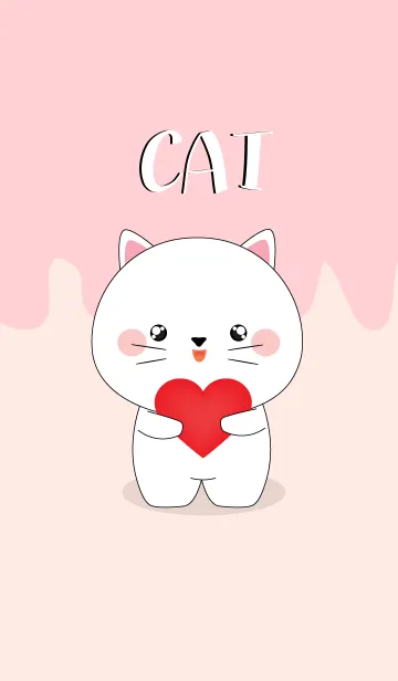 [LINE着せ替え] Love Love White Cat (jp)の画像1