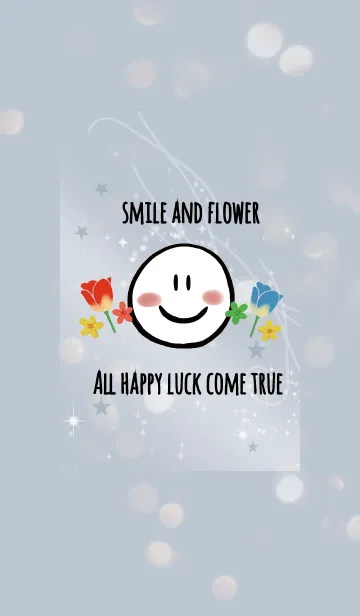 [LINE着せ替え] ベージュ＆ブルー/ 運気UP 春の花とスマイルの画像1