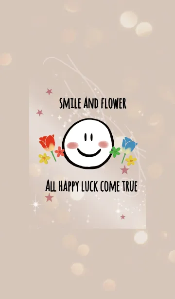[LINE着せ替え] ベージュボルドー 運気UP 春の花とスマイルの画像1