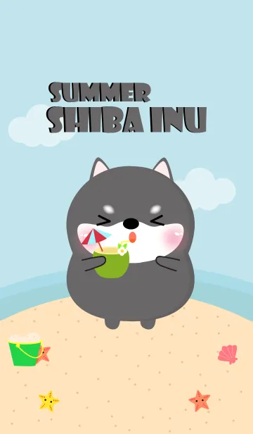Summer Black Shiba Inu Theme (JP)の着せ替えメイン画像