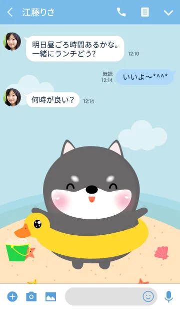 [LINE着せ替え] Summer Black Shiba Inu Theme (JP)の画像3