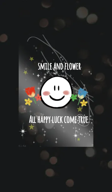 [LINE着せ替え] 黒＆黄色 / 運気UP 春の花とスマイルの画像1