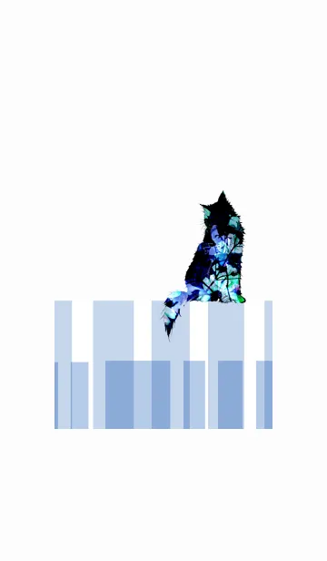 [LINE着せ替え] 黒猫と青い花の画像1