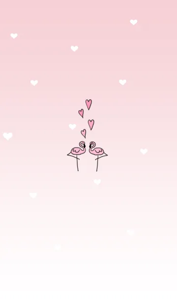 [LINE着せ替え] フラミンゴとハート♡恋愛運アップの画像1