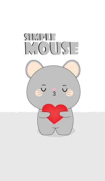 [LINE着せ替え] Simple Love Cute Gray Mouse (jp)の画像1