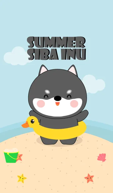 [LINE着せ替え] Summer Black Shiba Inu Dog (jp)の画像1
