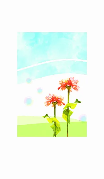 [LINE着せ替え] 青空と明るい花の画像1