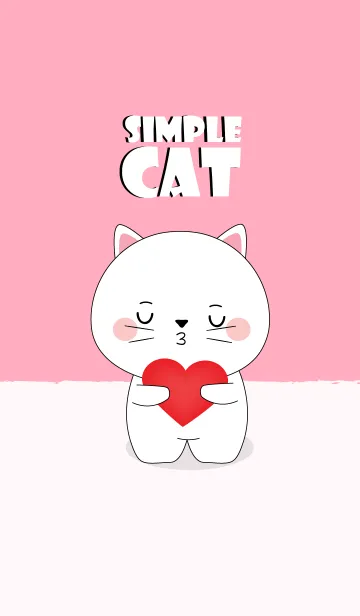 [LINE着せ替え] Simple Love Cute White Cat (jp)の画像1