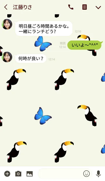 [LINE着せ替え] Happy Toucan -オオハシ and モルフォ蝶-の画像3