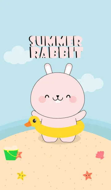 [LINE着せ替え] Summer Cute Pink Rabbit (jp)の画像1
