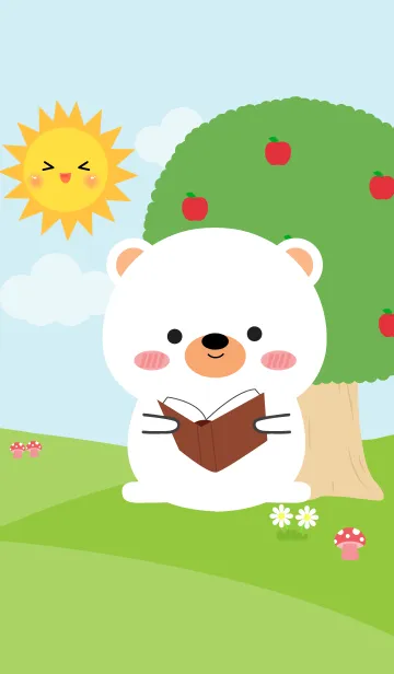 [LINE着せ替え] Lovely White Bear in nature Theme (jp)の画像1