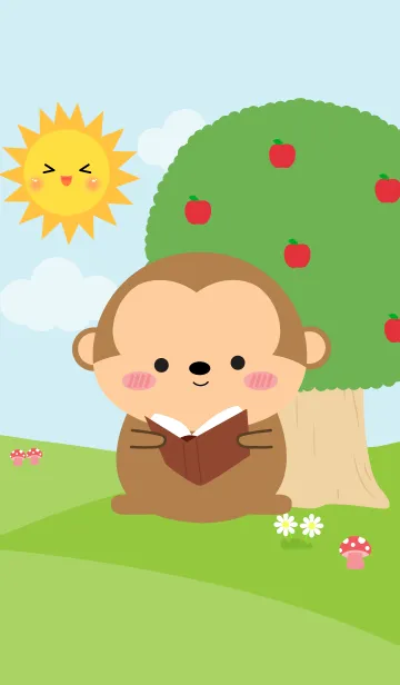 [LINE着せ替え] Lovely Monkey in nature Theme (jp)の画像1