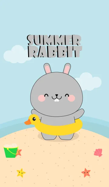 [LINE着せ替え] Summer Cute gray rabbit (jp)の画像1