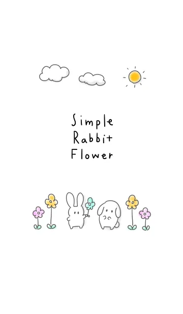 [LINE着せ替え] シンプル うさぎ お花の画像1