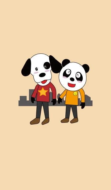 [LINE着せ替え] 仲良しな犬とパンダの着せかえの画像1