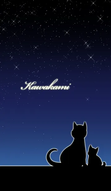 [LINE着せ替え] かわかみ★猫の親子と夜空の画像1