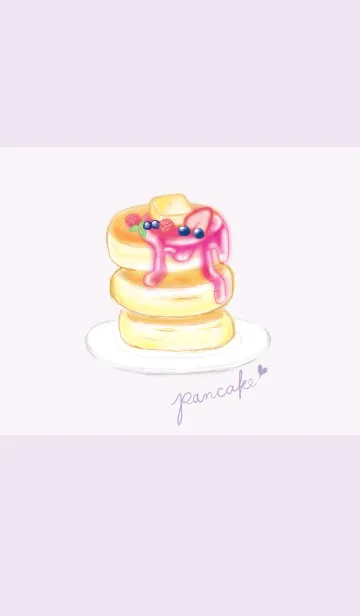 [LINE着せ替え] 苺パンケーキ/パープル：オトナ水彩画の画像1