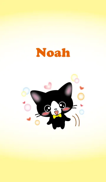 [LINE着せ替え] 黒白猫 Noahくん イエローバージョンの画像1