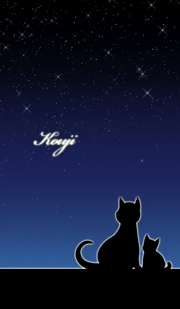 [LINE着せ替え] こうじ★猫の親子と夜空の画像1