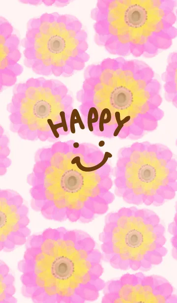 [LINE着せ替え] 水彩ピンクお花-スマイル28-の画像1