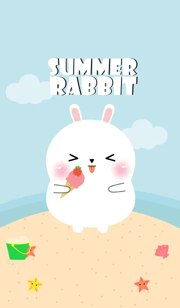 [LINE着せ替え] Summer White Rabbit Dukdik Theme (jp)の画像1