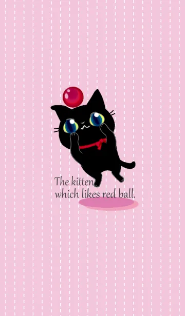 [LINE着せ替え] 子猫の黒猫ちゃんと赤いボール。2の画像1
