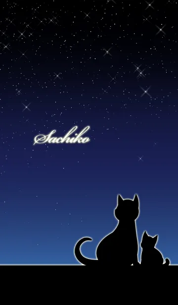 [LINE着せ替え] さちこ★猫の親子と夜空の画像1