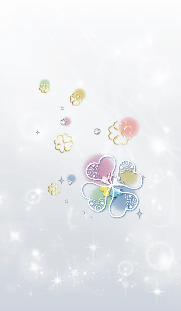 [LINE着せ替え] ベージュブルー/運気上昇幸運のクローバーの画像1