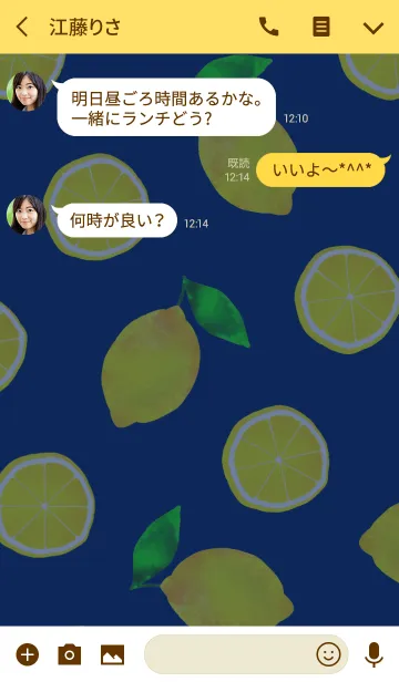 [LINE着せ替え] レモン×紺色着せかえの画像3