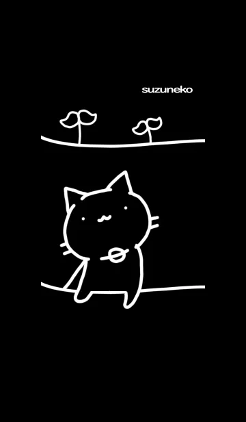 [LINE着せ替え] すずねこ ブラックの画像1